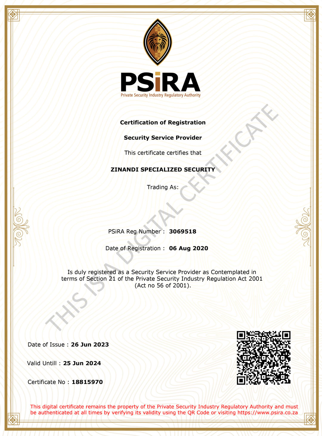 Zinandi PSIRA certificate - 2023 Zinandi PSIRA certificate - 2023